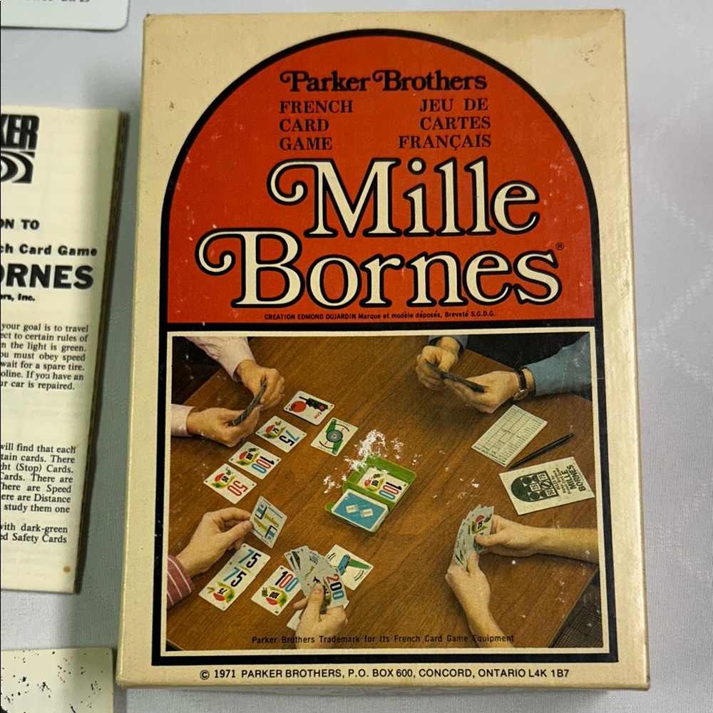 Vintage 70s Parker Brothers Mille Bornes card game- complete